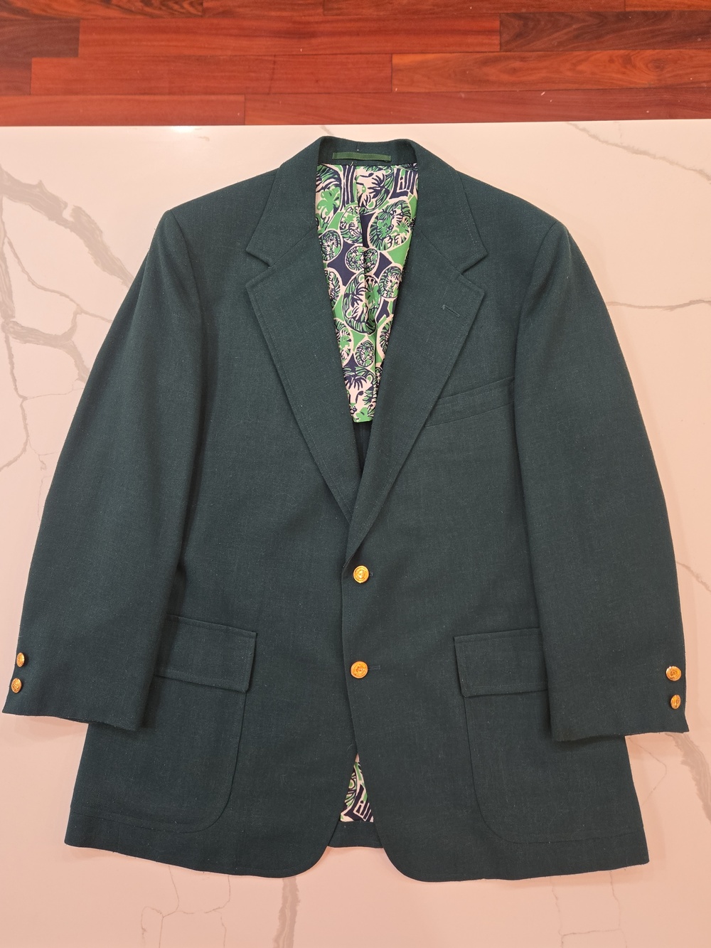 VTG Rare Lilly Pulitzer Palm Beach Green Mens Sport Coat Blazer Union Made 44S